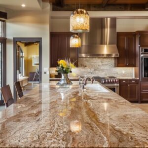 Elegant kitchen with granite countertop showcasing natural beauty and modern design